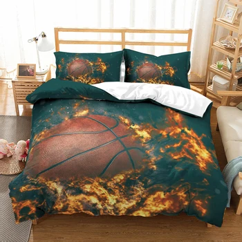 

basketball 3D bedding set Duvet Covers Pillowcases comforter bedding sets bedclothes bed linen 3D basketball print Ball sports