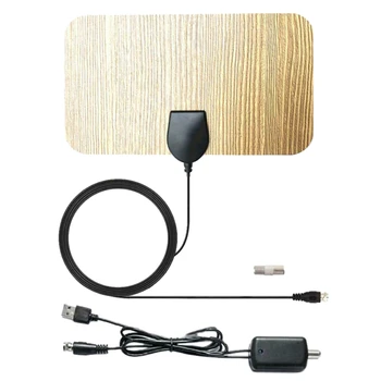 

200 Mile 4K Digital TV Antena Wood Grain Indoor TV Antenna with Amplifier Signal Booster HDTV DVB-T TV UHF VHF DTV Antennas Aeri