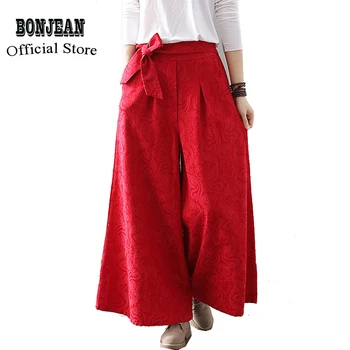 

Women Cotton Linen Dobby Tunic Wide Leg Culottes Pants Trousers Big Loose Oversized Retro Vintage Elegant Style AZ20241331