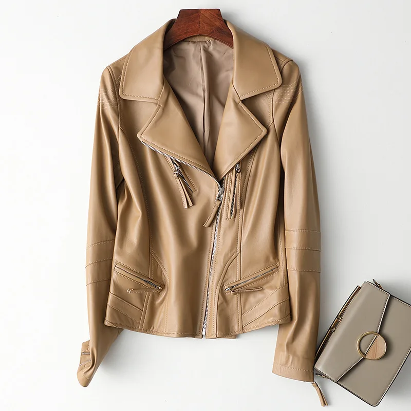 Женская куртка из натуральной овечьей кожи на осень/зиму|Кожаные куртки| |