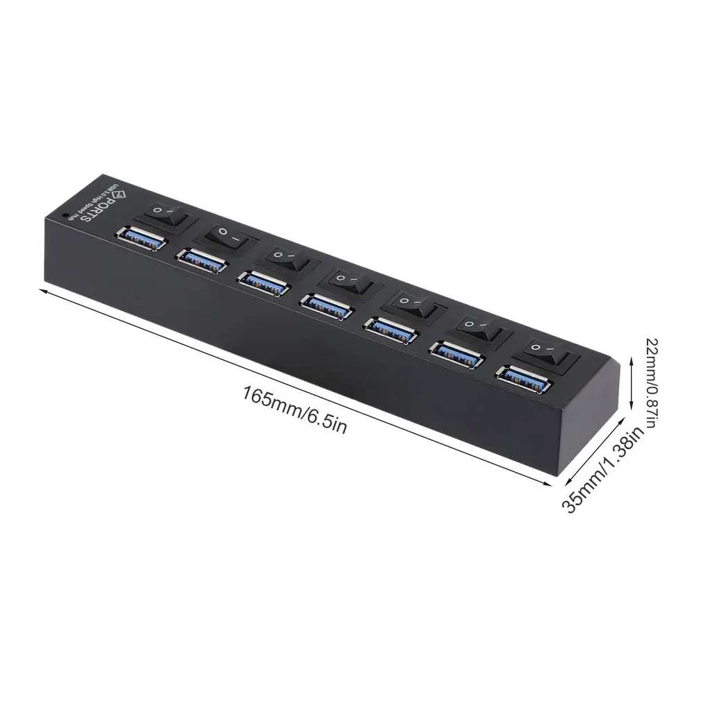 7-Порты и разъёмы USB 3,0 концентратор сплиттер с переключатель высокого Скорость 5 Гбит/с usb-хаб мульти разделители USB Поддержка 1 ТБ HDD для ПК