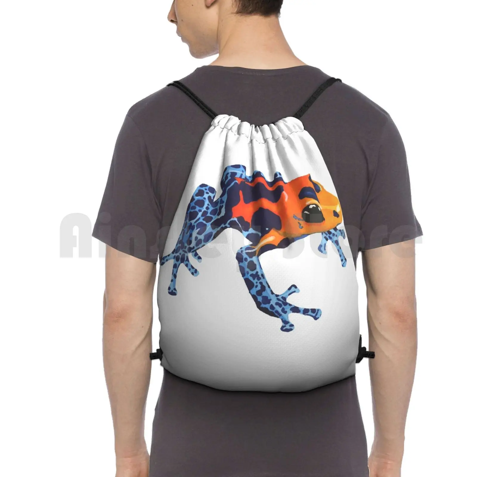 

Frog-Colorful Frog-Poison Frog-Watercolor Painting Backpack Drawstring Bag Riding Climbing Gym Bag Frog Frogs Colorful Frog