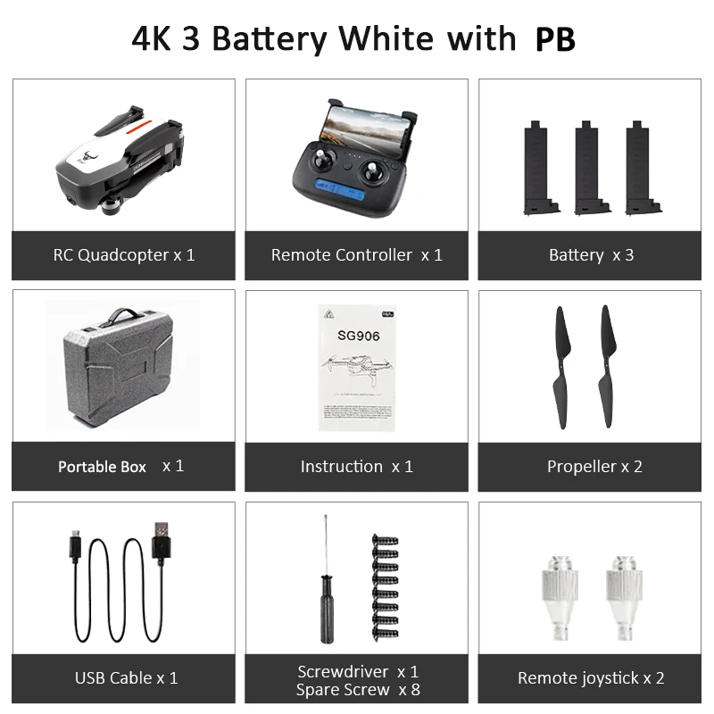SG906 двойной Дрон с GPS 5G WI-FI с видом от первого лица селфи складной 4K HD Камера бесщеточный двигатель RC Дрон складной Квадрокоптер длинные RC расстояние - Цвет: 4K 3B White EPP