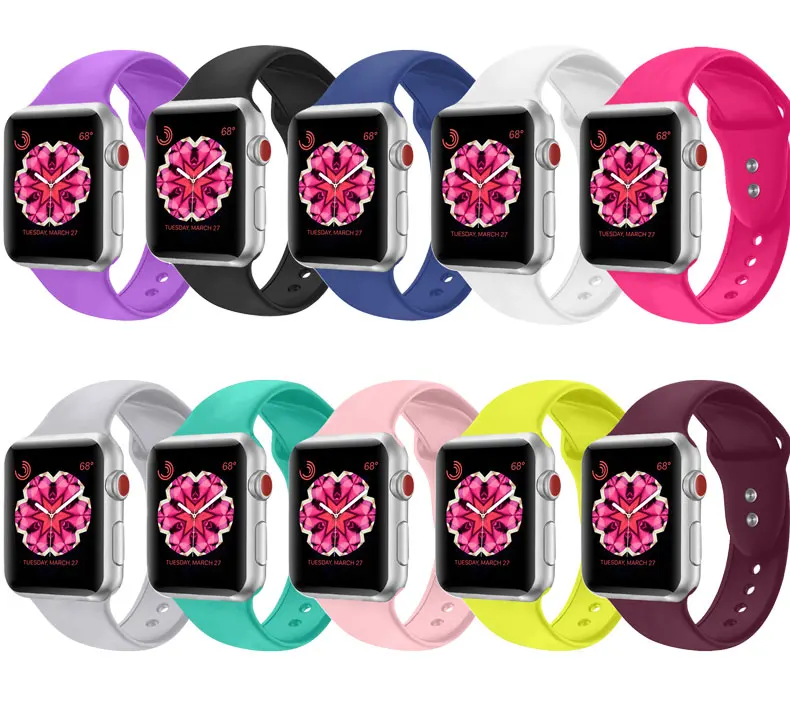 Силиконовый ремешок для Apple Watch 4, 5, 44, 40 мм, спортивный ремешок iwatch series 3, 2, 1, 42 мм, 38 мм, браслет на запястье, ремешок для часов