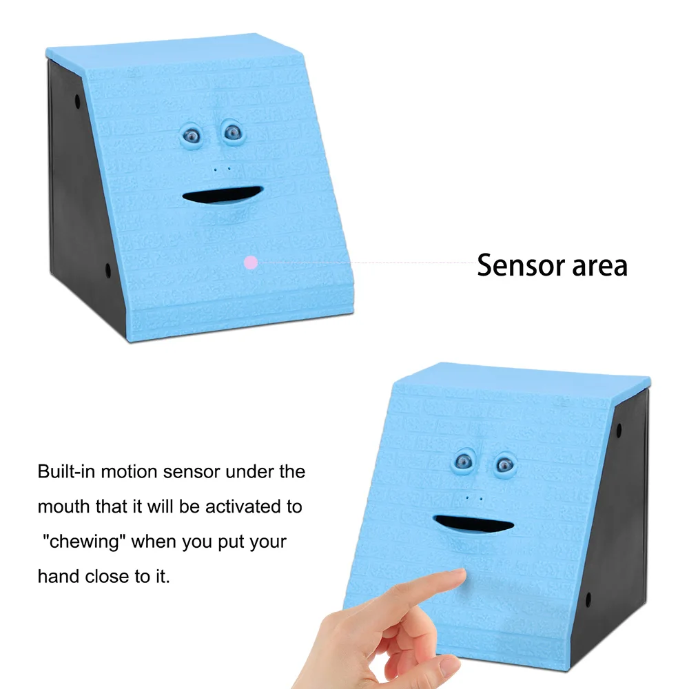 Children Sensor Coin Box Cute Face Bank Money Safe Box Piggy Banks Eats For Money Saving Creative Safes Piggy Bank Gift