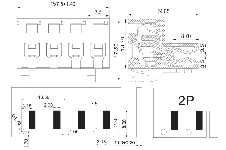 KF2EDGDJ 7,5 2P~ 12P PCB плагин клеммный блок 7,5 мм 2PIN~ 12PIN ZEC 1,5 ST C2 R1, 2 188314 PHOENIX контакт DEGSON KEFA