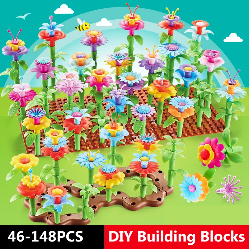 DIY Цветочные строительные блоки Dream Garden серии девушки цветы соединительные