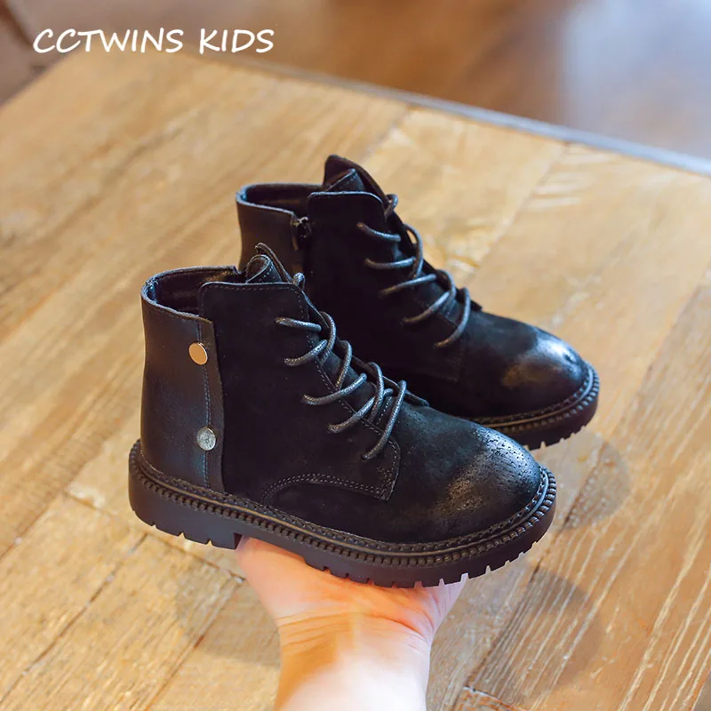 Thin Black CCTWINS/детская обувь; коллекция года; зимняя детская обувь из натуральной кожи; брендовые Ботинки martin для мальчиков; Детские Модные ботильоны для девочек; MB137 - Цвет: Thin Black