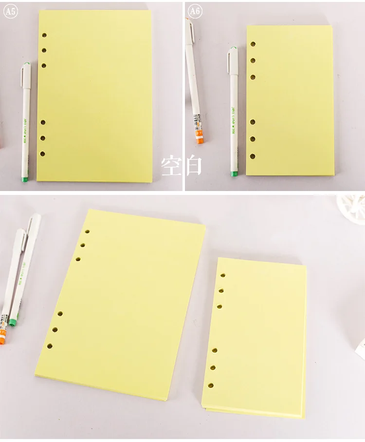 Coloffice A5 A6 6 отверстий свободный блокнот со съемными листами внутренняя страница конфеты цвет дневник пустой/сделать/горизонтальная линия/сетка 45 листов