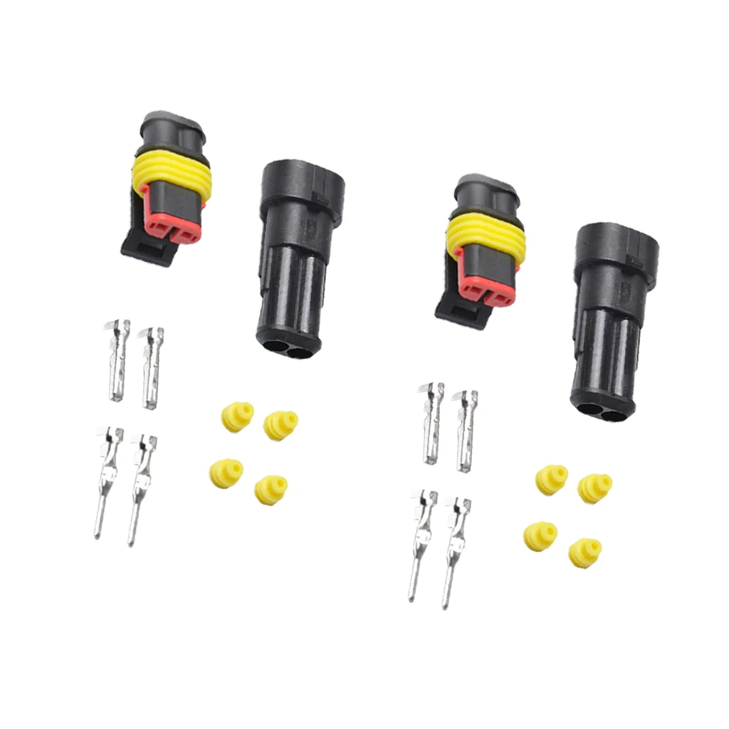 2 Sets 2 Pin Waterproof Electrical Connector for Motorcycle Boat Truck