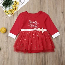 Baby Girl Xmas Dress Long Sleeve Winter Dress Romper 1 Year Birthday Party Toddler Girls Kid Clothes Vestido Bebes Infantil