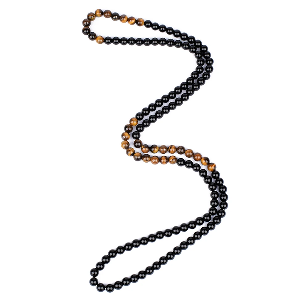 Black Onyxs Meditation Necklaces for Women Fashion Natural Tiger Eye Stone Obsidian Necklaces Men Yoga Prayer Handmade Jewelry - Image 3
