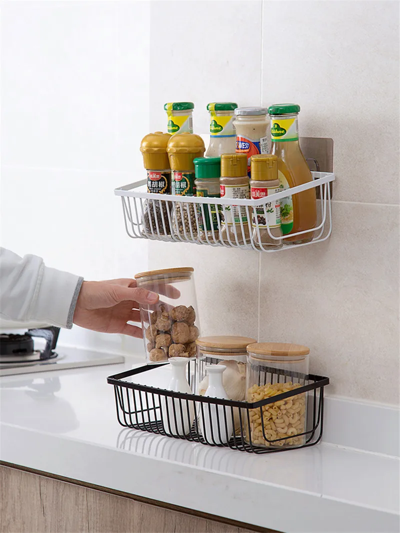 Wall Hanging Shelf Kitchen Storage Rack Bathroom Wall Hanger Suction Cup Corner Shower Shelf Bathroom Shampoo Shower Shelf Hold