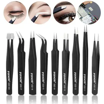 

9pcs Premium Anti-static ESD Stainless Steel Tweezers Set with Case for Electronics / Jewelry-making / Laboratory Work / Hobbies