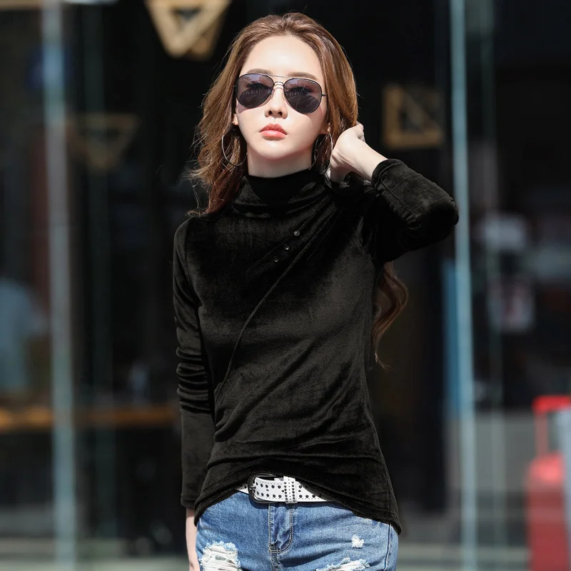 BOBOKATEER velvet christmas t-shirt women clothes camisas mujer long sleeve t shirt women tshirt fashion tee shirt femme