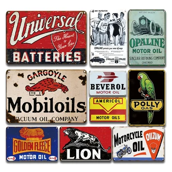 

Vintage Metal Plate Collectibles Motor Oil Metal Tin Sign Shabby Chic Paintings Wall Decor Old Style Gas Station Decorative Sign