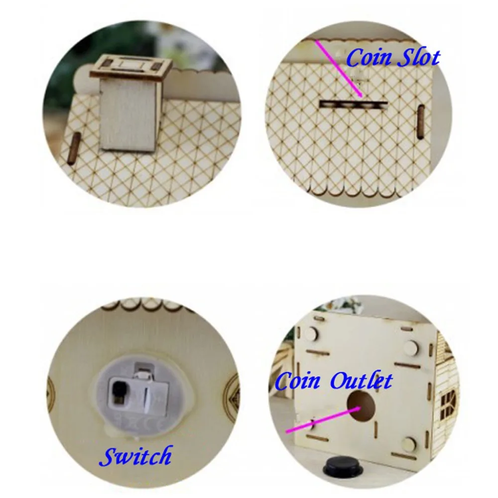 Money Box Piggy-Bank Wooden Coin Saving Box Kids Gift Coin Saving House Money Bank (4)
