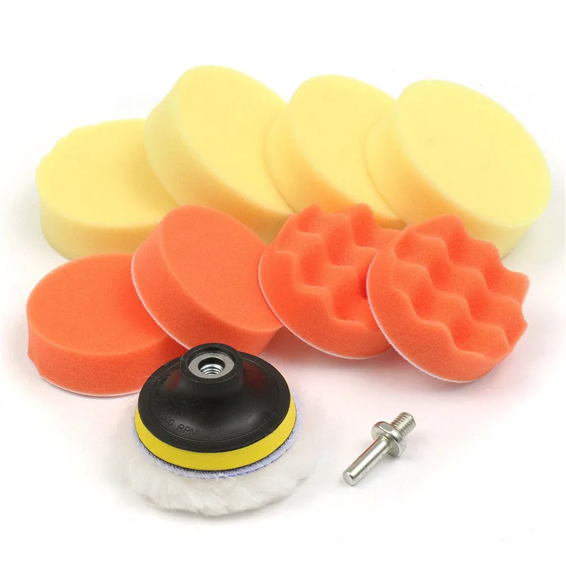 8/11Pcs 3 inch Car Polishing Disc Self-Adhesive ing Waxing Sponge Wool Wheel Polishing Pad For Car Polisher Drill Adapter