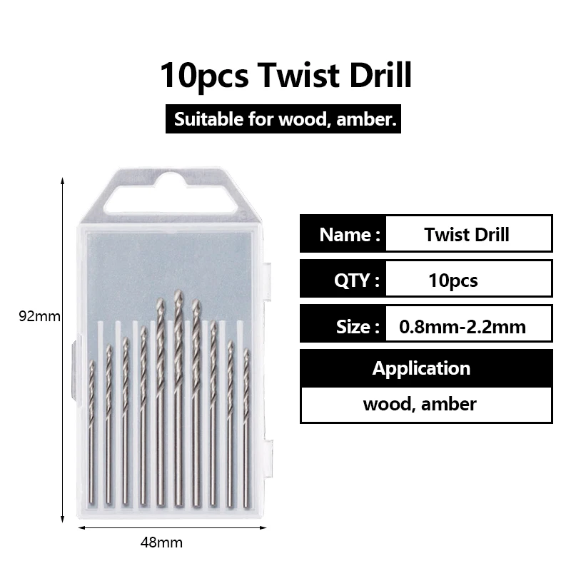 Pinkman 10 шт. мини Высокоскоростная Белая сталь твист удар резьба HSS сверло Набор для электроинструментов Dremel роторный инструмент - Цвет: Twist drill