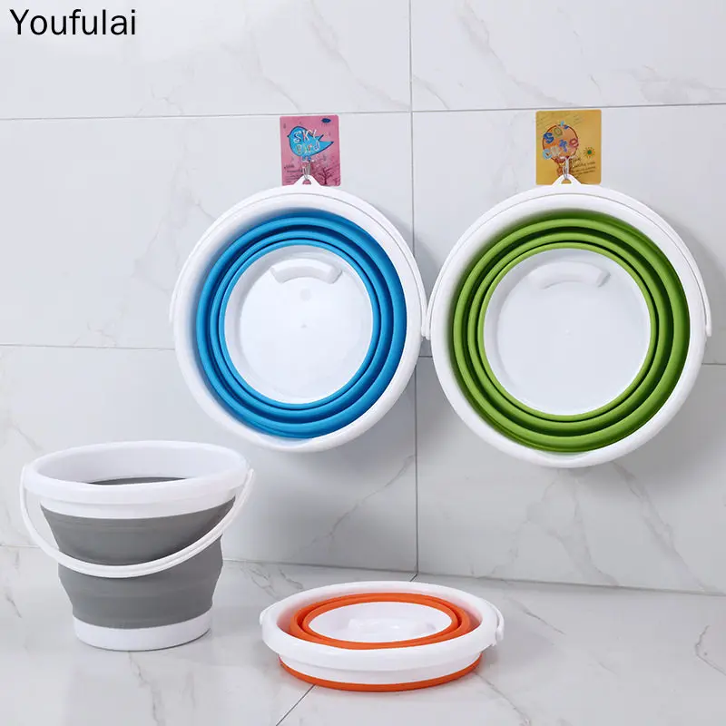 8d 10L Lid Silicone Folding Bucket for Fishing Car Wash Outdoo Camp Room Bucketfoot Bath Bucket Foldable Silicone Sink