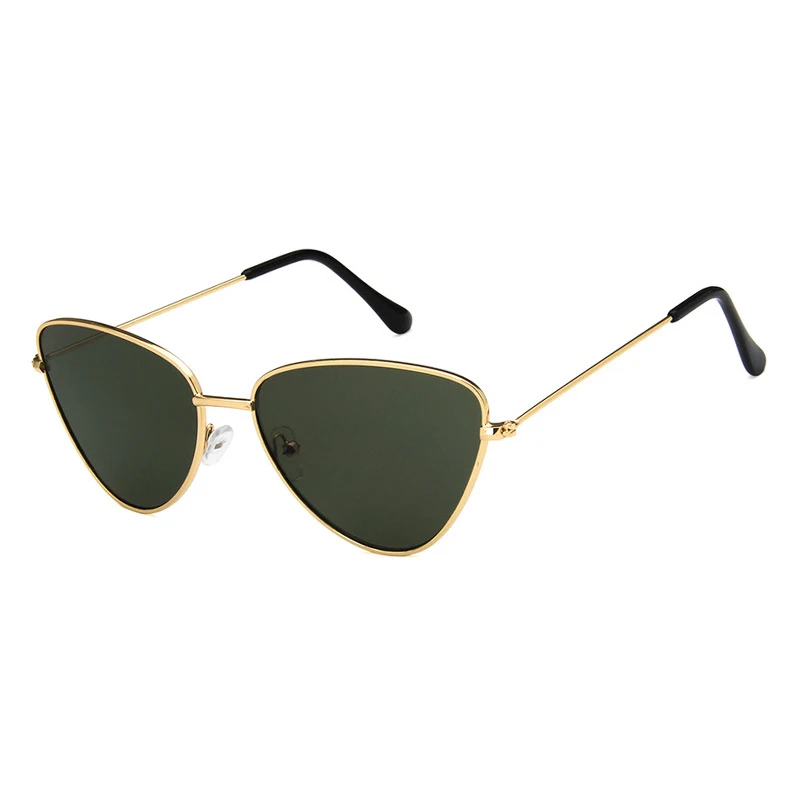CatEye Солнцезащитные очки женские мужские металлические UV400 дизайнерские очки ретро солнцезащитные очки Женские Оранжевый Розовый Cateye стекло конфетного цвета - Цвет линз: Gold Dark Green