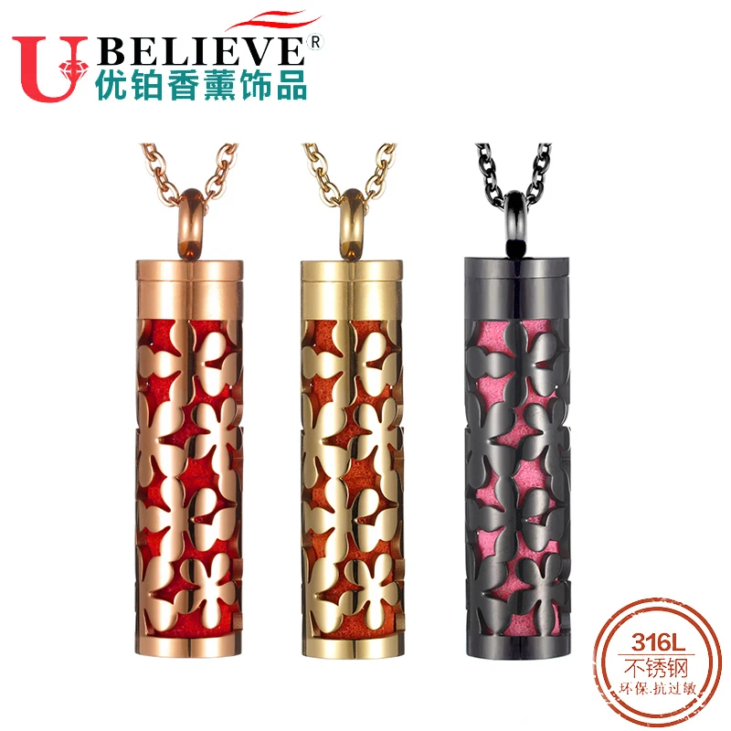 Black Bottle Aromatherapy Diffuser Necklace Stainless Steel Perfume Necklace Essential Oil Diffuser Pendant Locket For Women