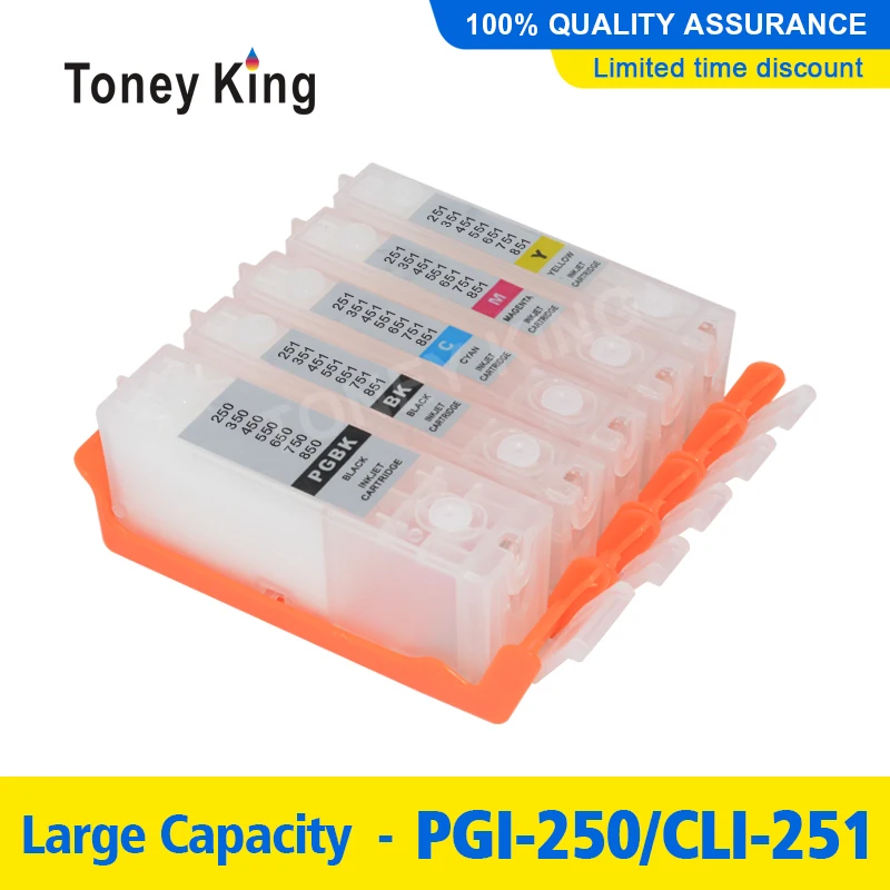 Toney King PGI 250 CLI 251 чернильный картридж для Canon PIXMA MG5420 MG5422 MG5520 MG5522 MG5620 заправляемые чернильные картриджи для принтера