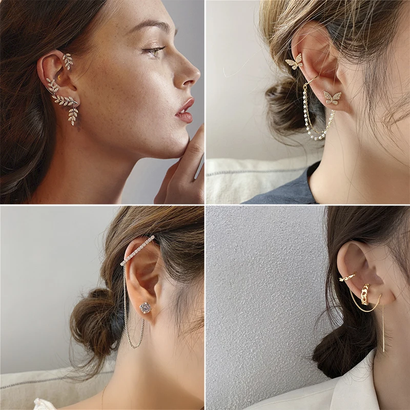 Venta Gemelos de perla para oreja minimalistas coreanos, perlas, pendientes de Clip cruzado, Piercing falso para oreja, Clips, joyería sin agujero, accesorios para oreja 0LdJlqnO7R1