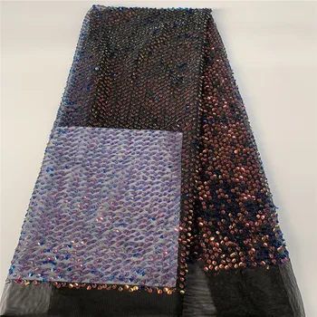 

Latest Nigerian Tulle Lace 2020 black French Net 3d sequins Lace Fabric For Nigerian Wedding Embroidery African Lace Fabric