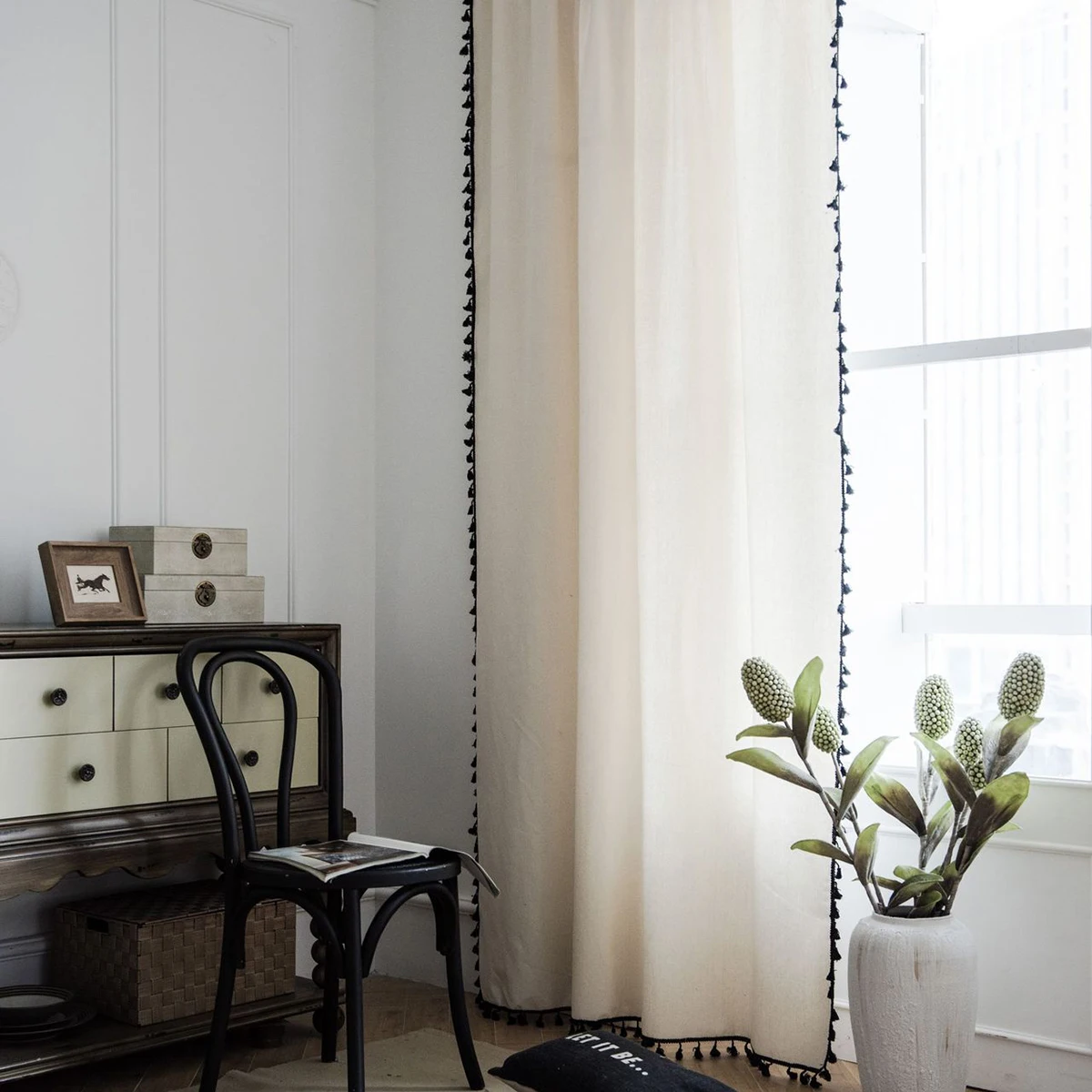 

Nordic Vertical Colorful Stereoscopic Embroidered Line Sheer Drape Window Screens Tulle Tassel Curtains For Living Room D30