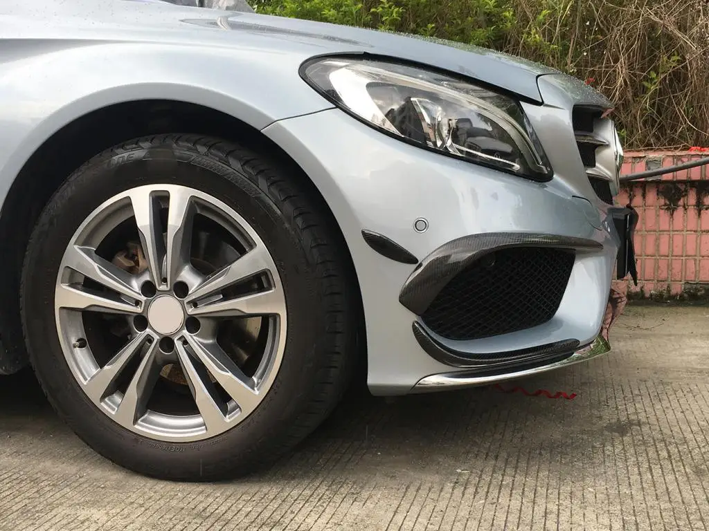 Для Mercedes W205 бампер из углеродного волокна Canards для Benz C Class W205 C205 C43 AMG+ C180 C200 C250 сплиттер