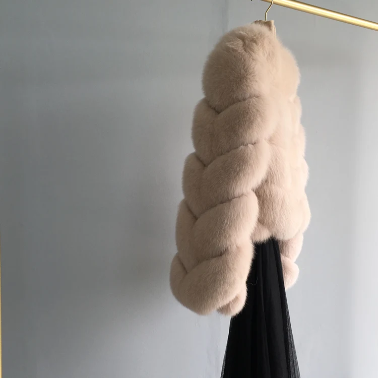 Fashion New Design Simple Classic Style Genuine Fox Fur Coat Warm Short Version Sweet Plus Size Coat Outerwear Winter Fur Jacket