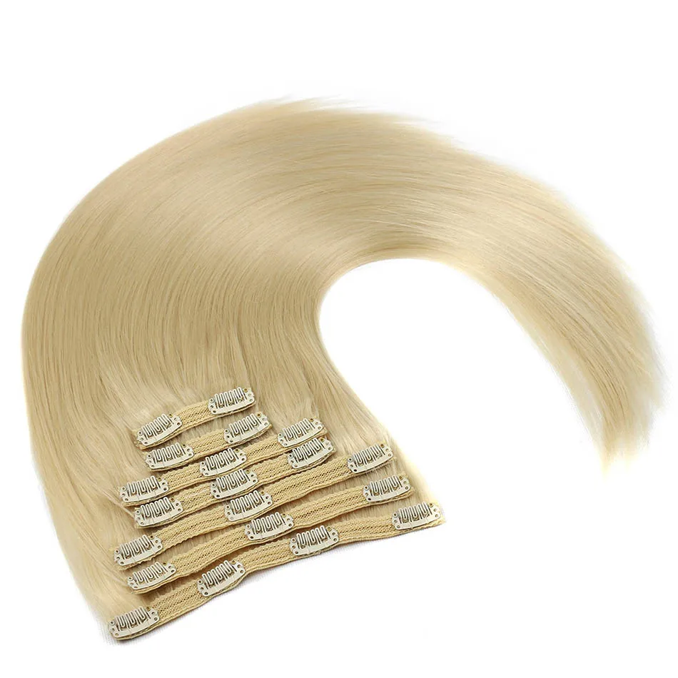 BOL 7 шт./лот, длинные прямые волосы блонд, 20 дюймов, синтетические волосы для наращивания на заколках, волосы из высокотемпературного волокна для женщин
