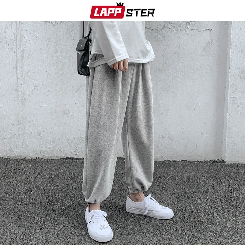 Harem-Pants Harajuku LAPPSTER Black Men Korean-Fashions Casual Loose Cotton Solid Couple