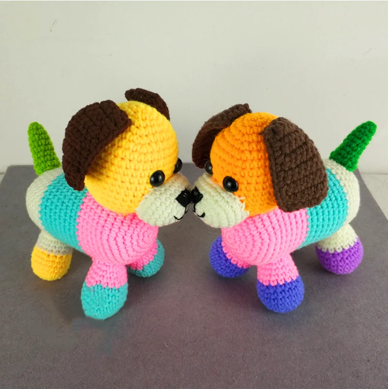 

Rainbow dog Hand-Woven Baby Stuffed Plush Animals Toy Doll Cute Sleeping Children Birthday Gift Creative handicraft Decoration