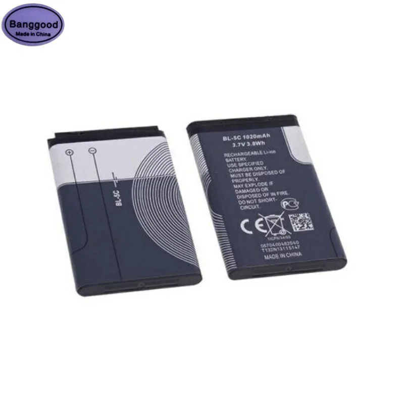 Banggood 3 7 V 1020 мА/ч BL-5C BL5C BL 5C Перезаряжаемые литий Батарея для Nokia C2-01 N70 N72 C2-02 C2-03 C2-06