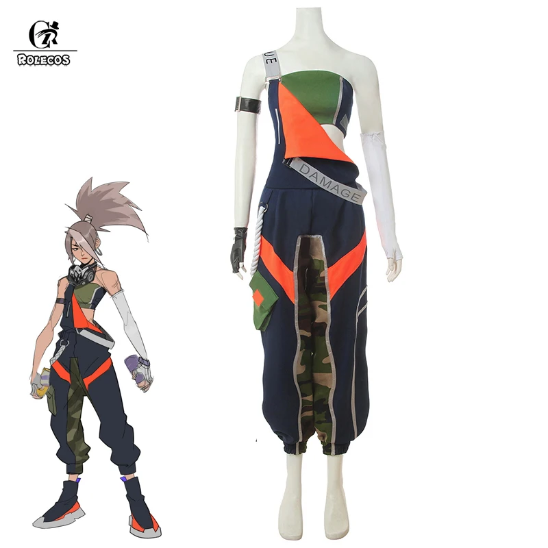 

ROLECOS Akali Cosplay Costume True Damage LOL Cosplay Game Women Sexy Costume Akali Overalls Suspender Trousers for Halloween