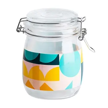 

500/830/1000ml Glass Jar Storage Can Airtight Seal Lid Food Container Tableware