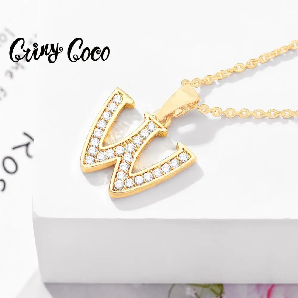 Женское ожерелье с буквенным кулоном цепочка золотого цвета в форме буквы W