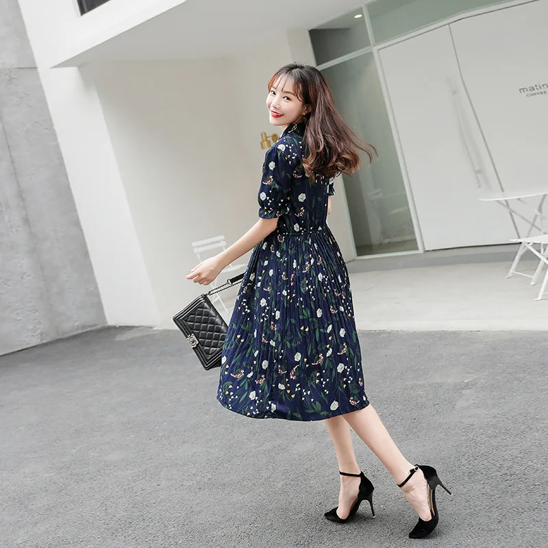 

2019 Summer New Style Korean-style Pregnant Women Dress Loose And Plus-sized Floral Mid-length Open Buckle-Nursing Dress