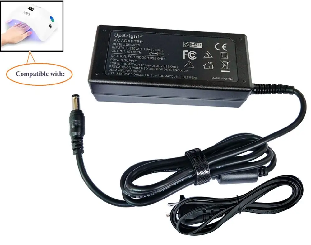 24V адаптер переменного тока для SUNUV 36 Вт SUN9C плюс 48 Вт SUNone SUN1 SUN2 SUN2C SUN3 SUN4 SUN6 SUN7 SUN8 УФ-светодиодный светильник, лампа для лечения Ногтей YCA19-24150UL
