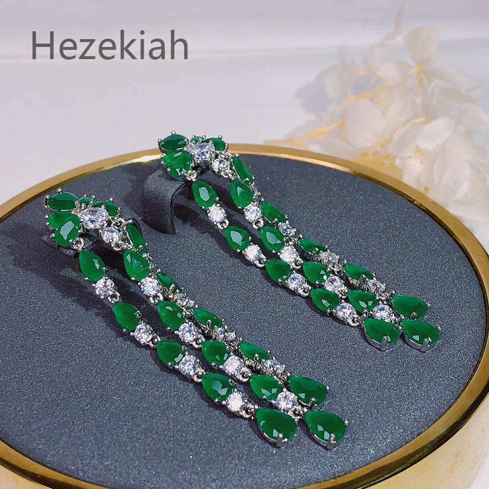 Green Drop Earrings Fashion Lady Noble Tassel Dance Party Wholesale Fine Jewelry Christmas Trending Women Accessories