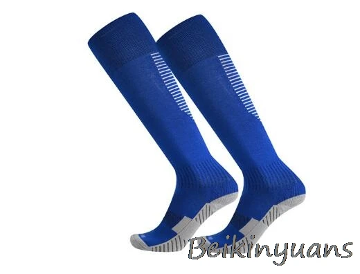 Color blue strip Детские нескользящие спортивные футбольные чулки, утолщенные Нескользящие чулки, прочные Спортивные Чулки - Цвет: Color blue strip