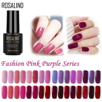 

ROSALIND Pink Purple Series Gel Nail Polish Vernis Semi Permanent UV All For Manicure Top Base Set Nail Art Design Gel Varnish