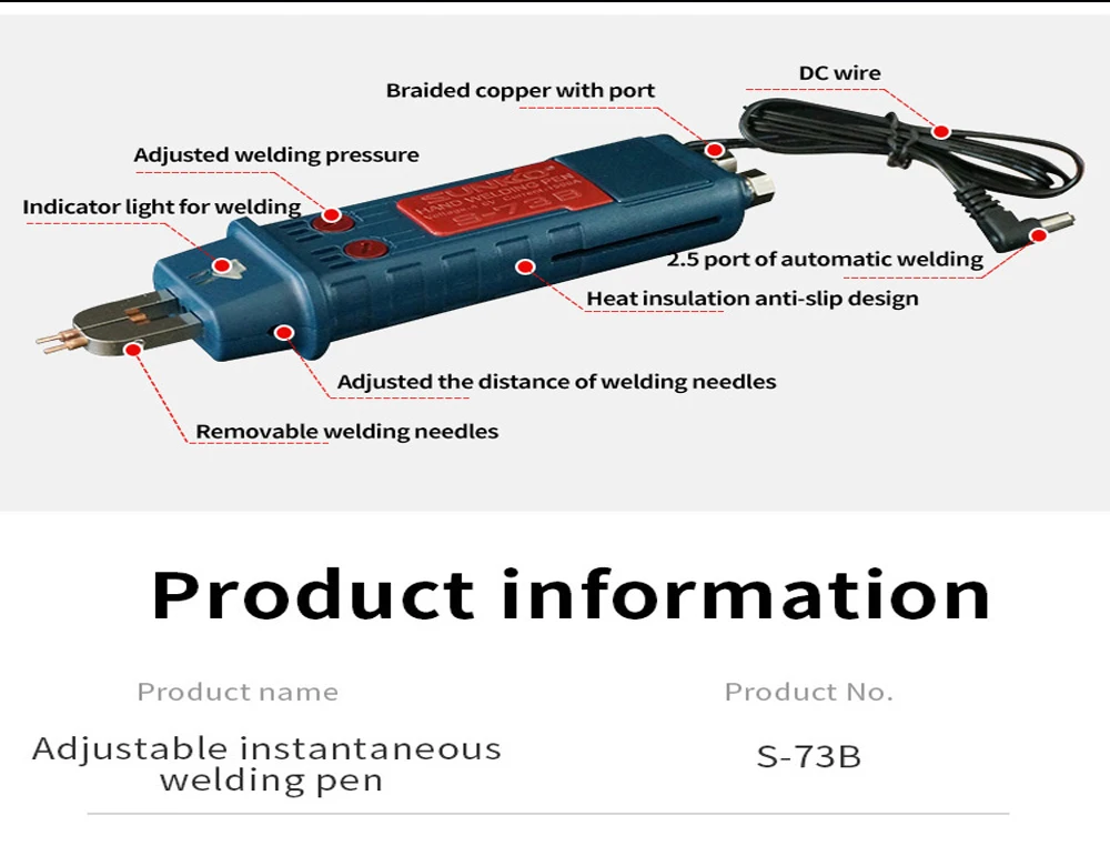 SUNKKO 73B Integrated Spot Welding Pen Automatic Trigger Switch DIY Precision Soldering Pens For 737G+ 737DH 709AD+ Spot Welding portable arc welder