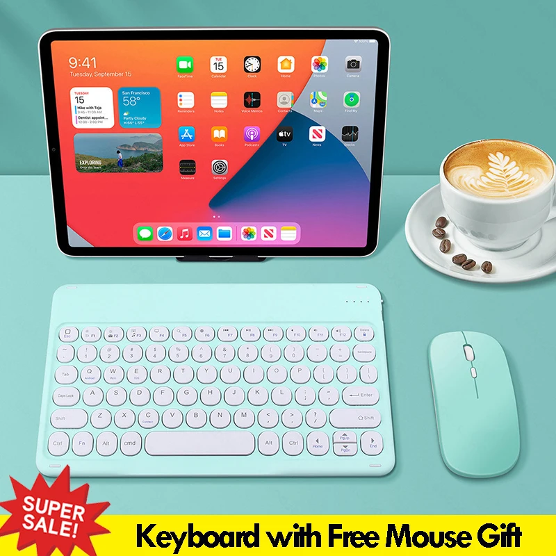 

Free Mouse with Keyboard 10 inch Universal Keypads for Tablet Phone PC Bluetooth-compatible Keyboard for iPad Samsung Huawei