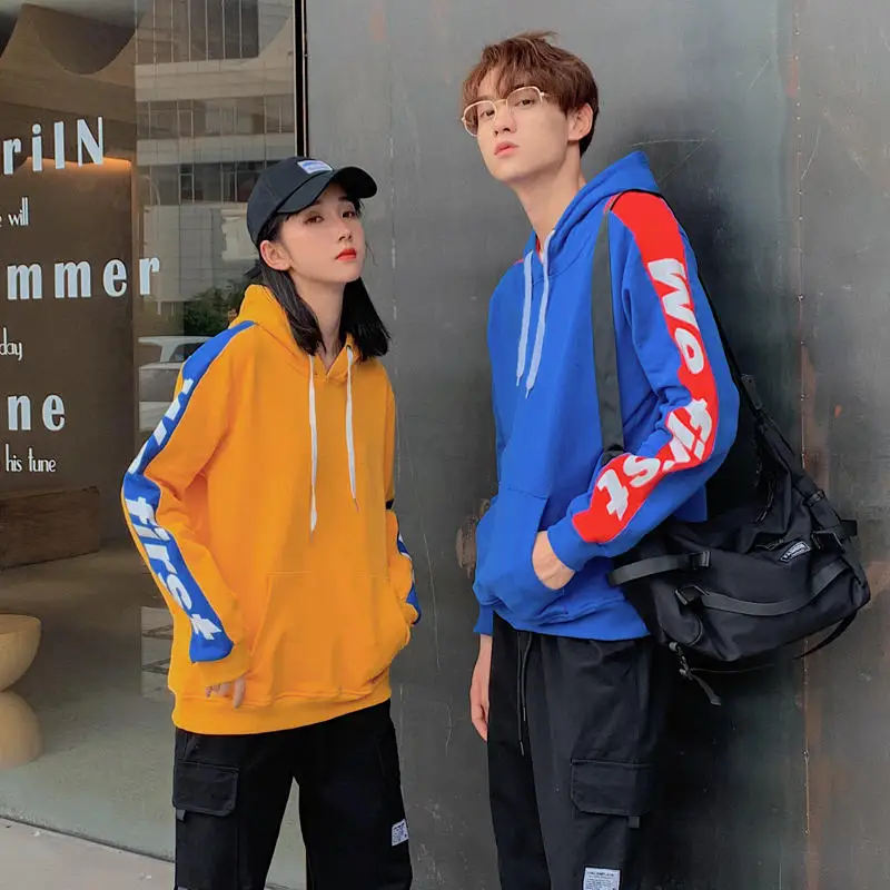 

Cotton Hooded Men Women Couple Casual Hoodie Korean Letter Printed Harajuku Sweatshirt Women Autumn Winter Hoodies Clothes