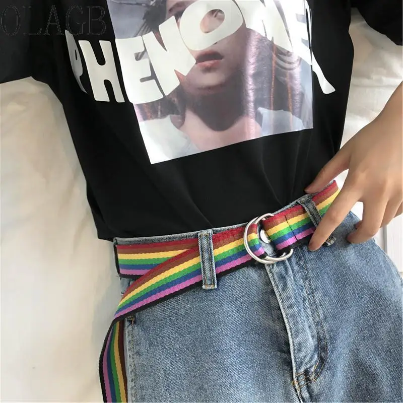 Female Colorful Women Canvas Rainbow 