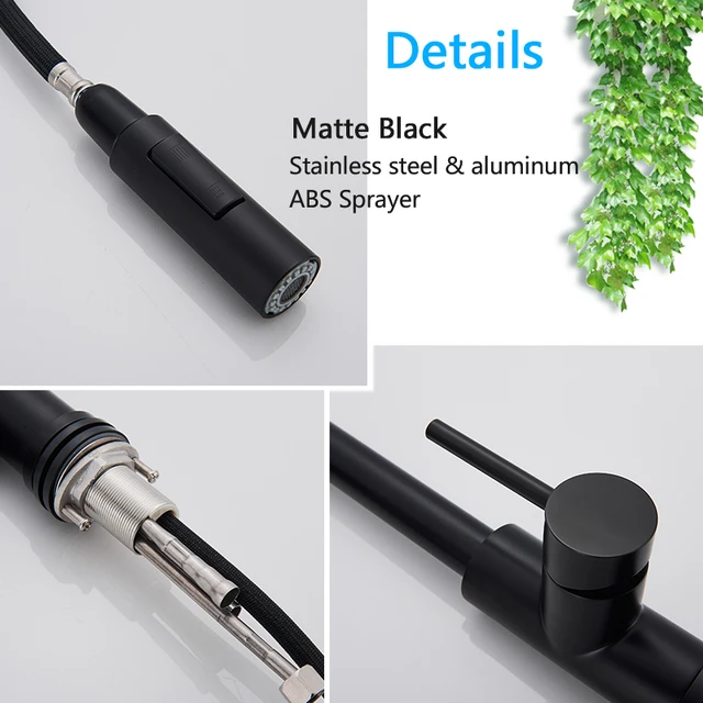 Rozin Smart Touch Kitchen Faucet Black Pull Out Sensor Faucets Black/Nickel 360 Rotation Crane 2 Outlet Water Mixer Taps 5