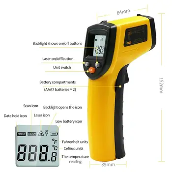 

HOT SALES!!! GM320 LCD Digital Non Contact Infrared Thermometer Temperature Meter Pyrometer Multifunctional Industry Thermometer